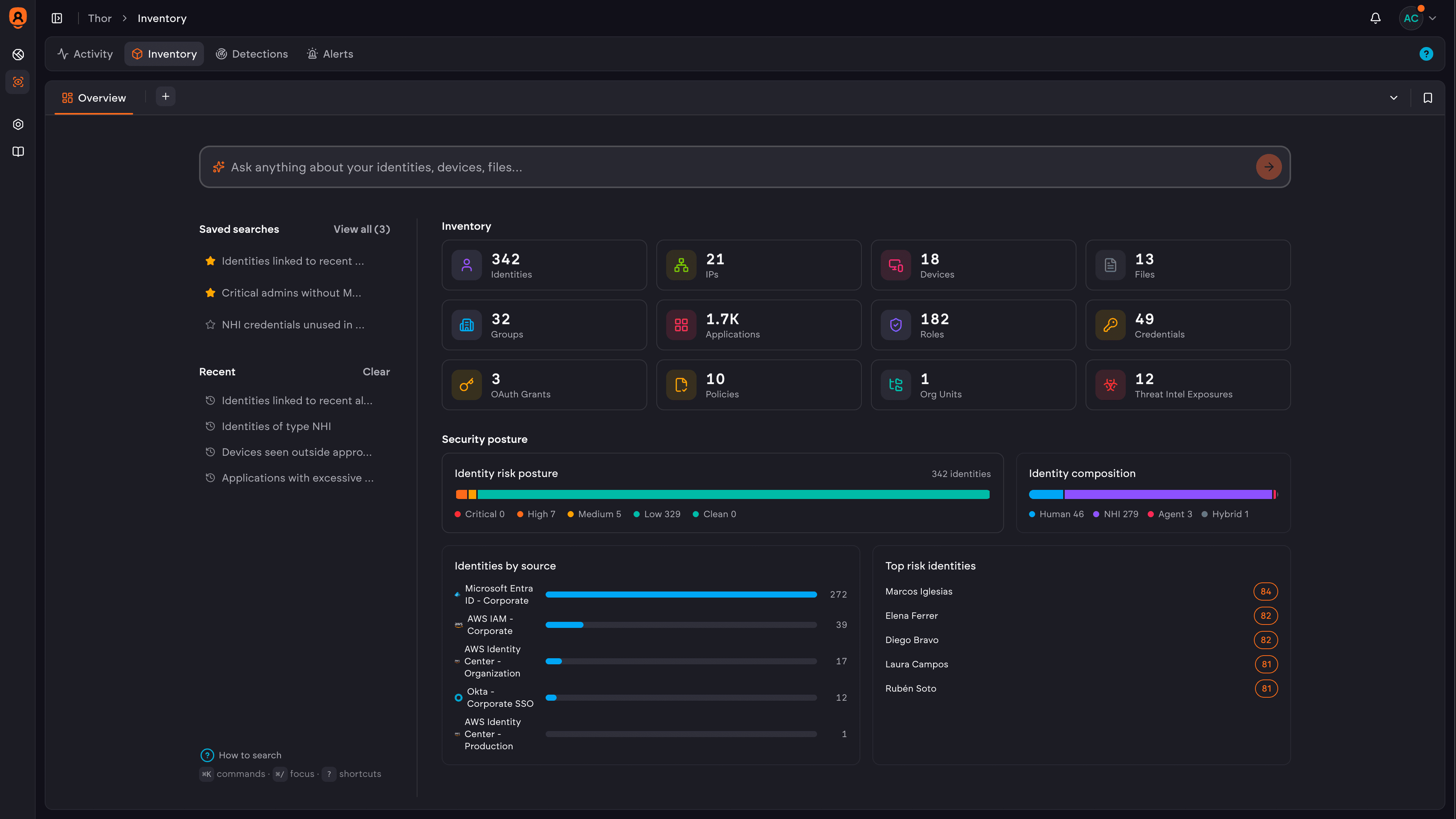 Identity Inventory — natural-language search across identities, devices, files and more